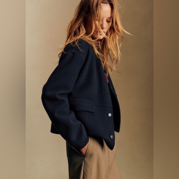 NWT Sézane Suzy Coat in Navy FR 36 / US 4 - Picture 3 of 8